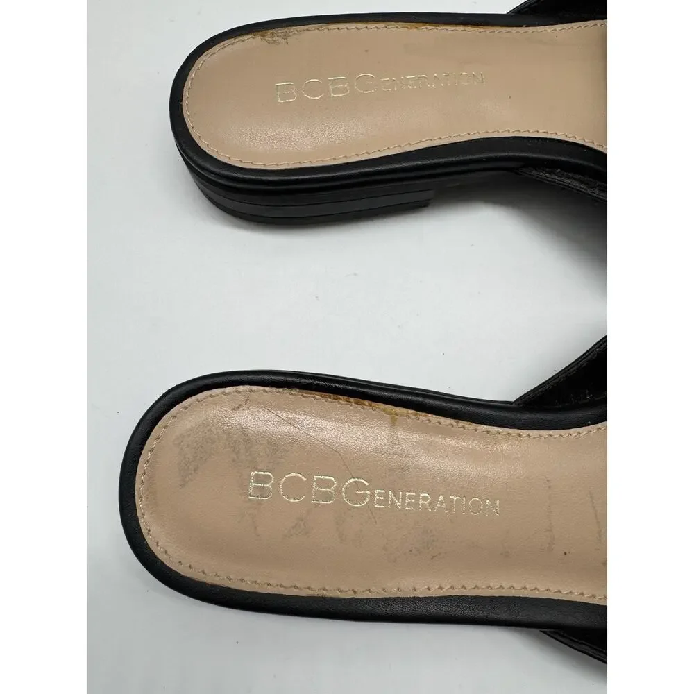 BCBG Generation Zemy Mule Flats Size 7.5 Black Horsebit Loafers